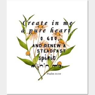 Psalm 51:10 Famous Bible Verse. Posters and Art